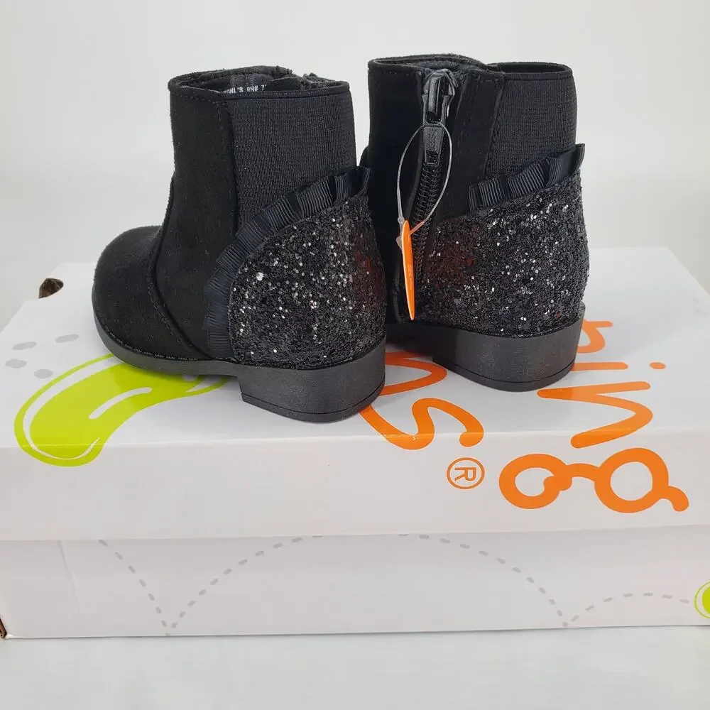 Jumping Beans Toddler‎ Girl 5T Luella Black Sparkle Ankle Boots New